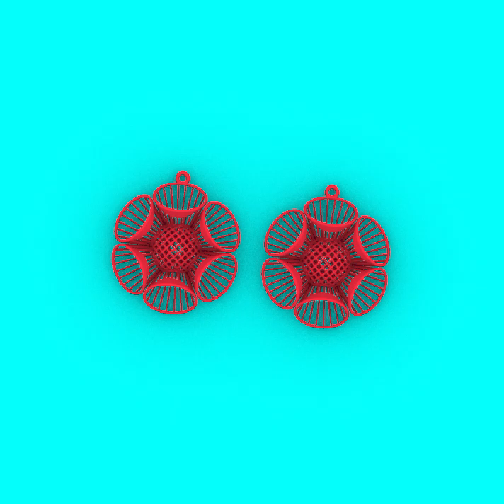 Geometric Six Petal Flower Openwork Earrings — view 2
