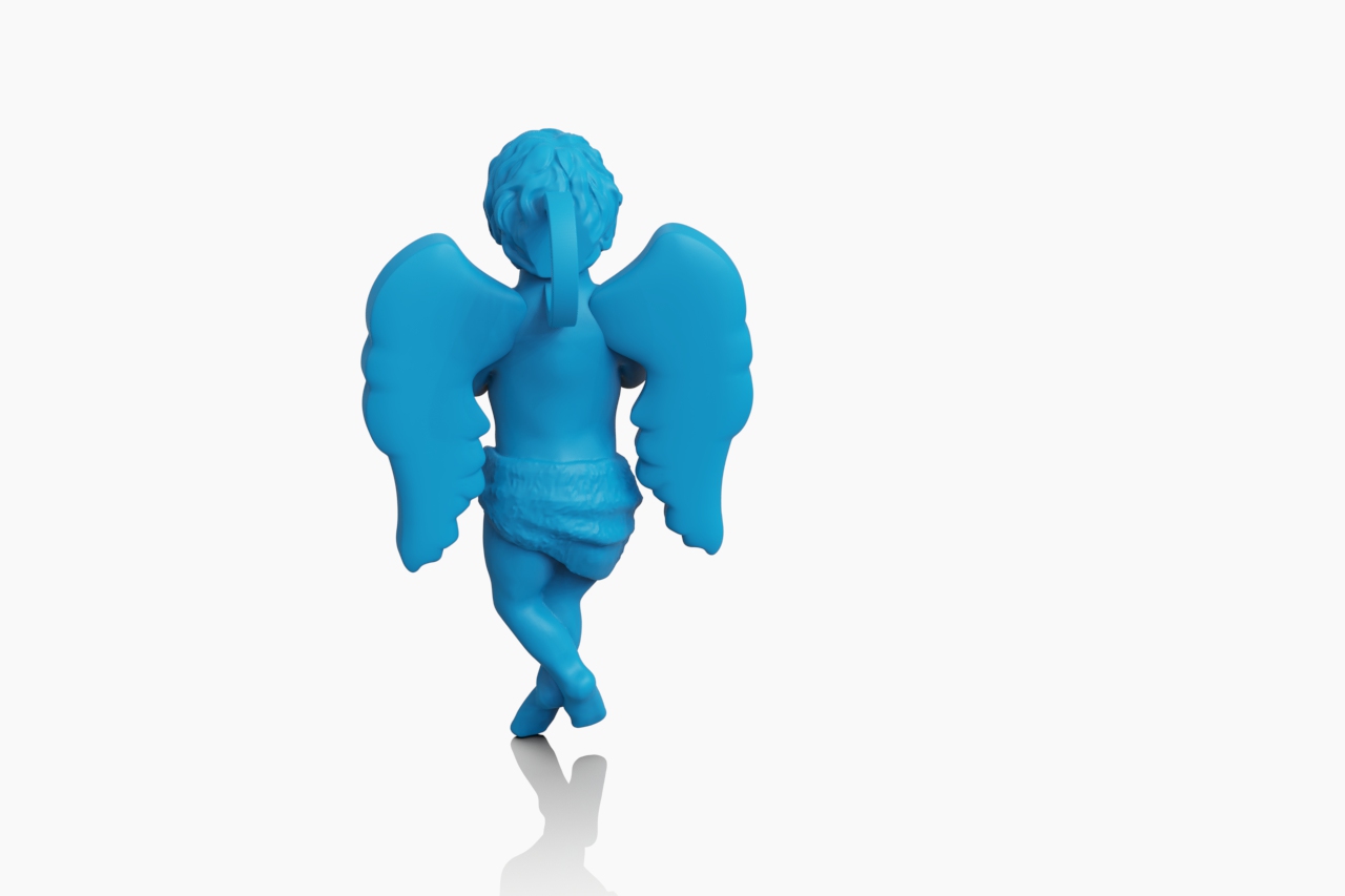 Iced Praying Angel Winged Pendant — view 7