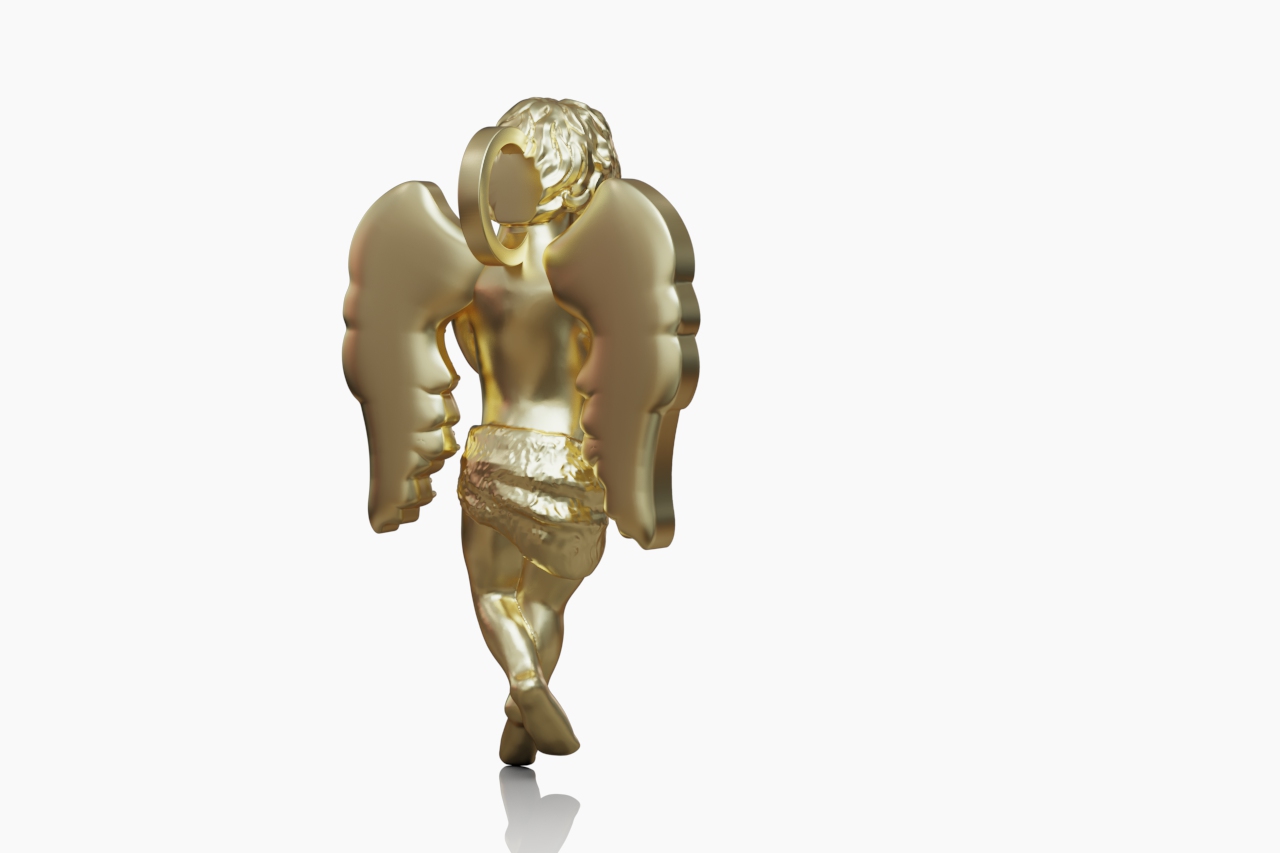 Iced Praying Angel Winged Pendant — view 6