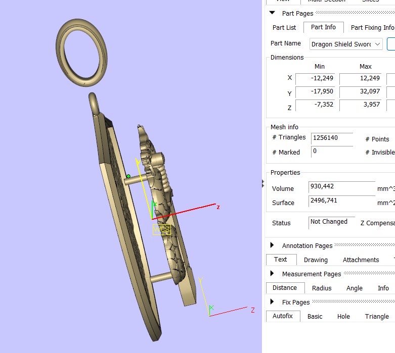 Fantasy Dragon and Sword Shield Pendant — view 8
