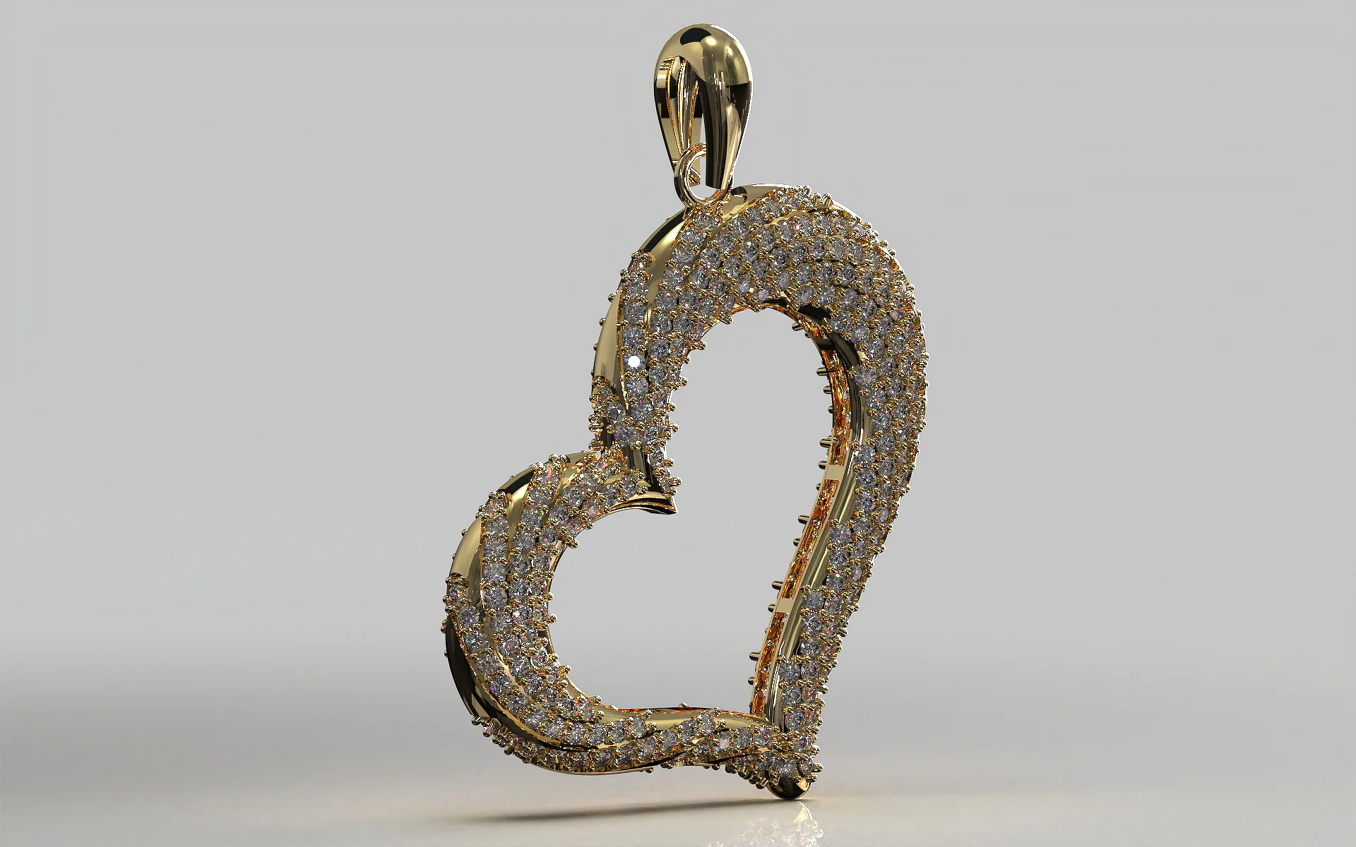 3D Heart Pendant Model — view 8