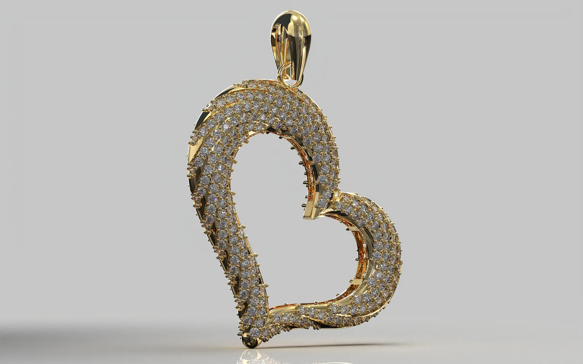 3D Heart Pendant Model — view 4