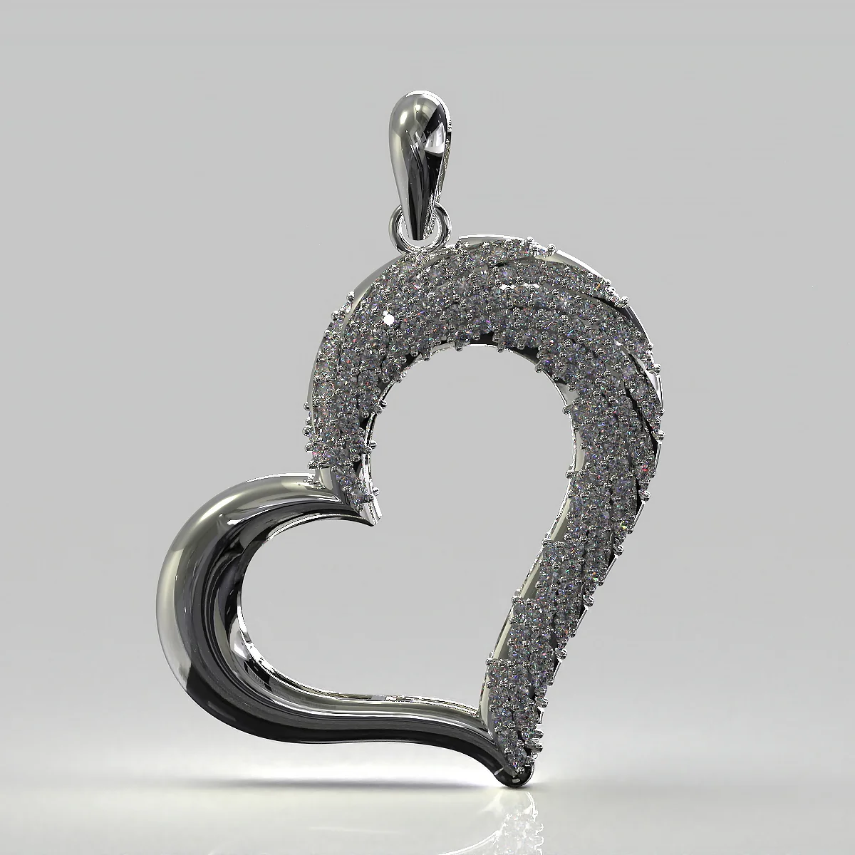 3D Heart Pendant Model — view 3