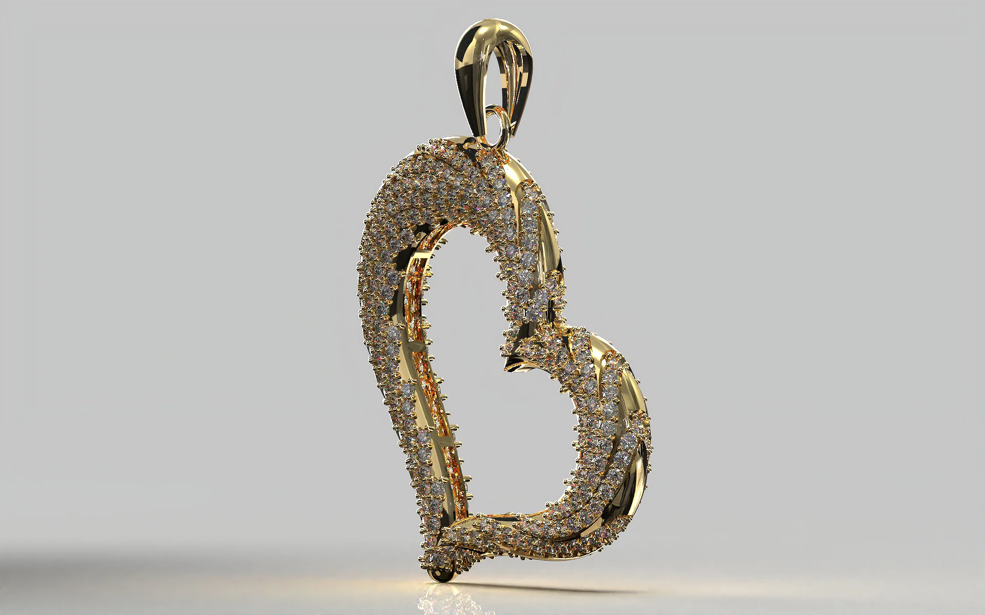 3D Heart Pendant Model — view 6