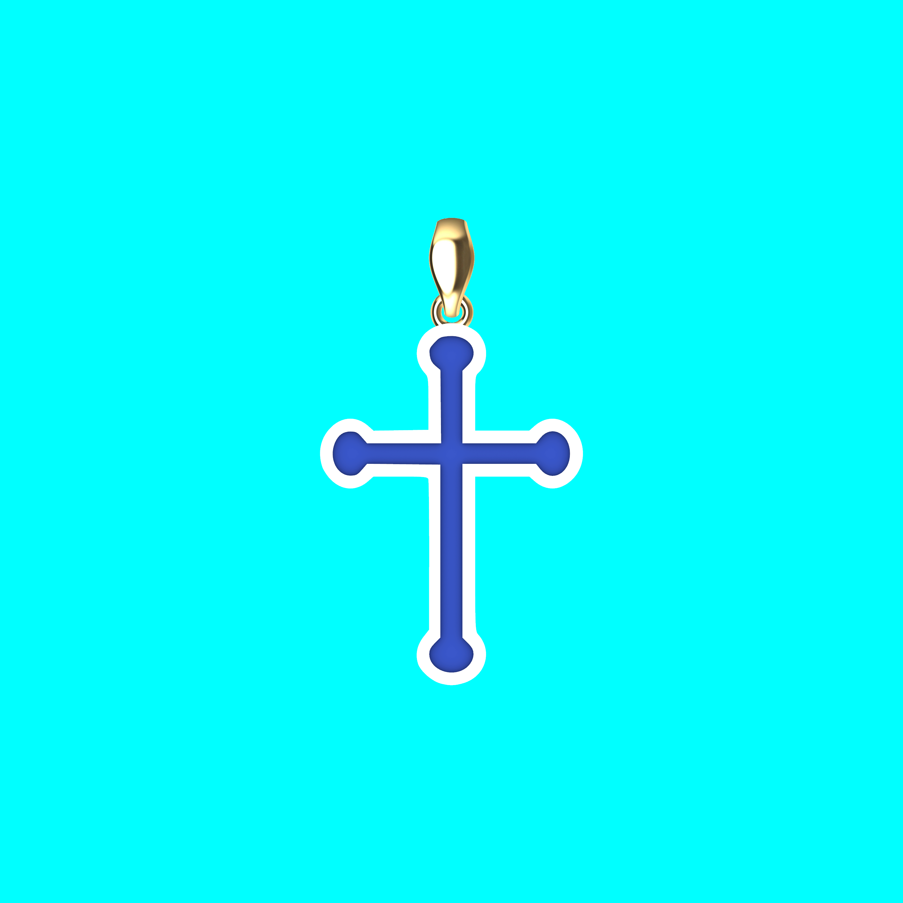 Framed Cross Pendant with Round Ends — view 5