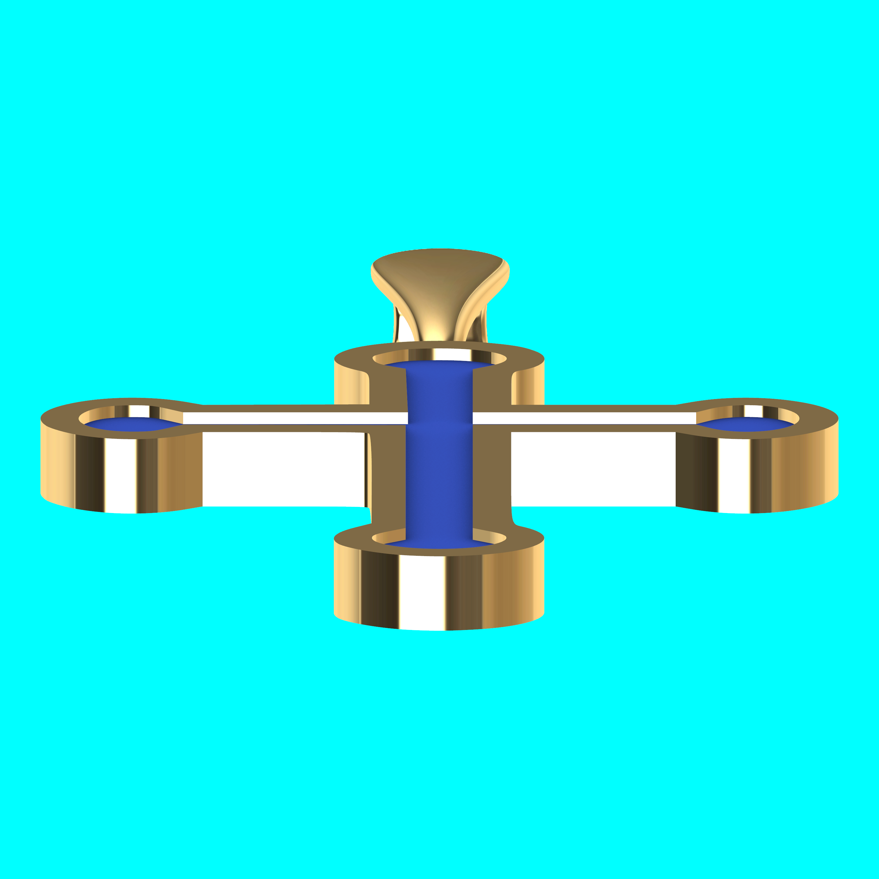 Framed Cross Pendant with Round Ends — view 3