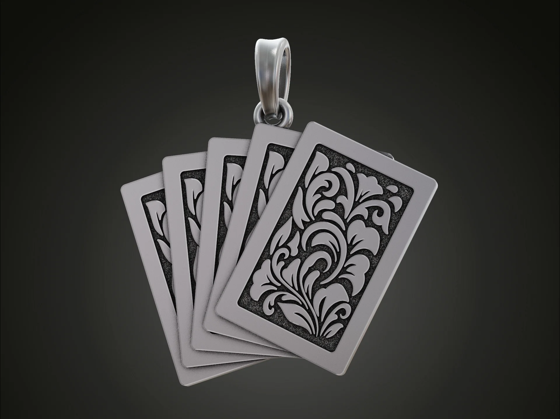 Royal Flush Playing Cards Relief Pendant — view 2