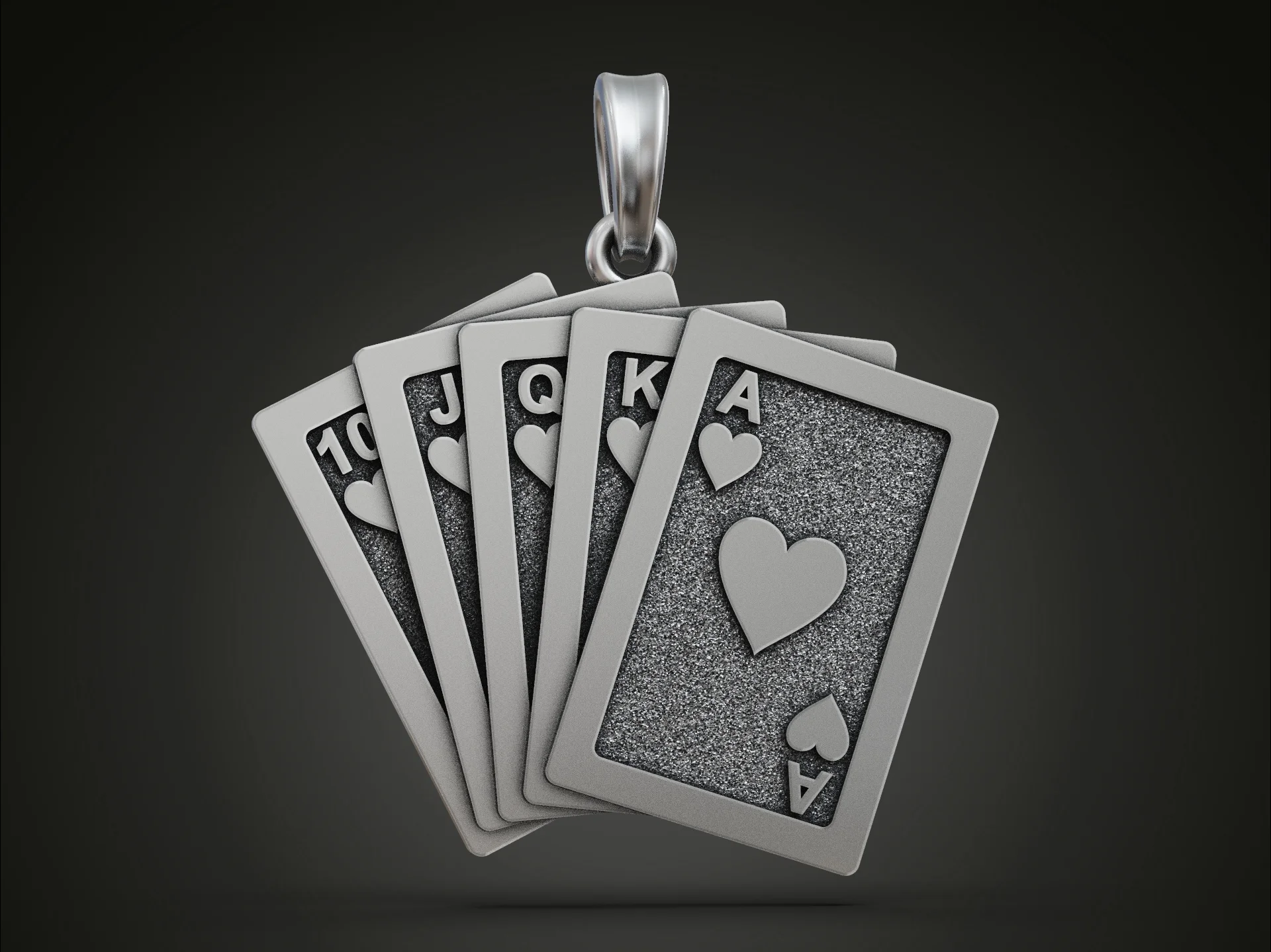 Royal Flush Playing Cards Relief Pendant