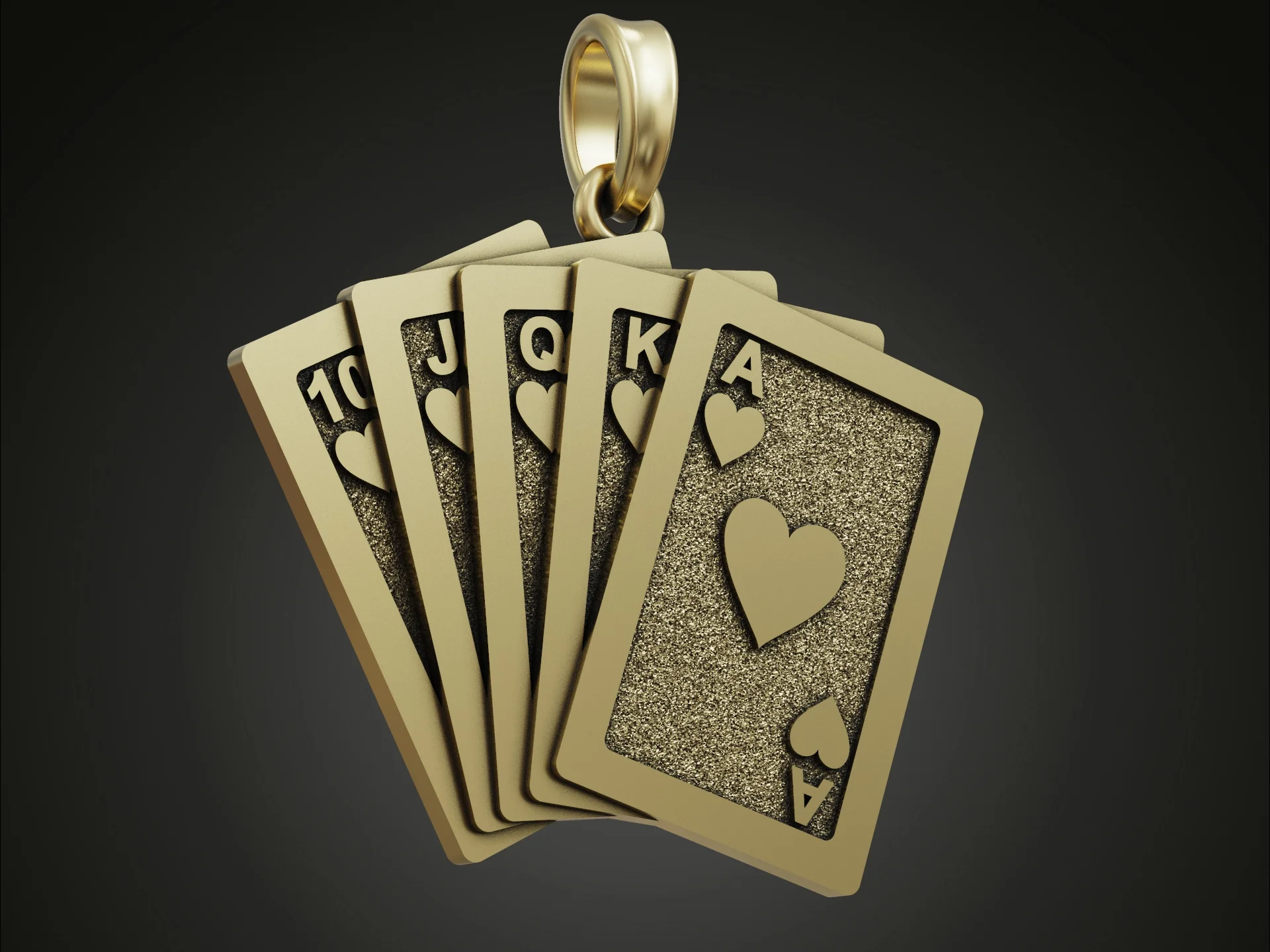 Royal Flush Playing Cards Relief Pendant — view 6