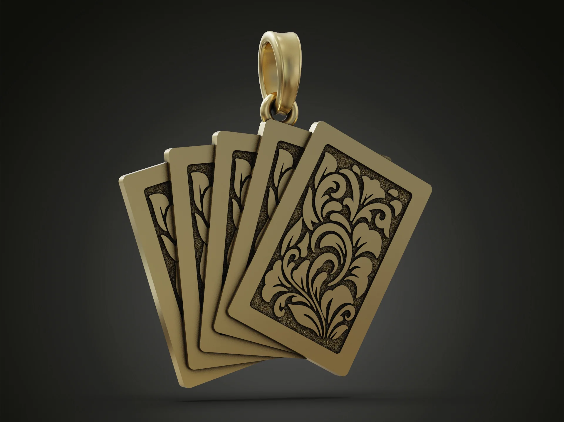 Royal Flush Playing Cards Relief Pendant — view 7