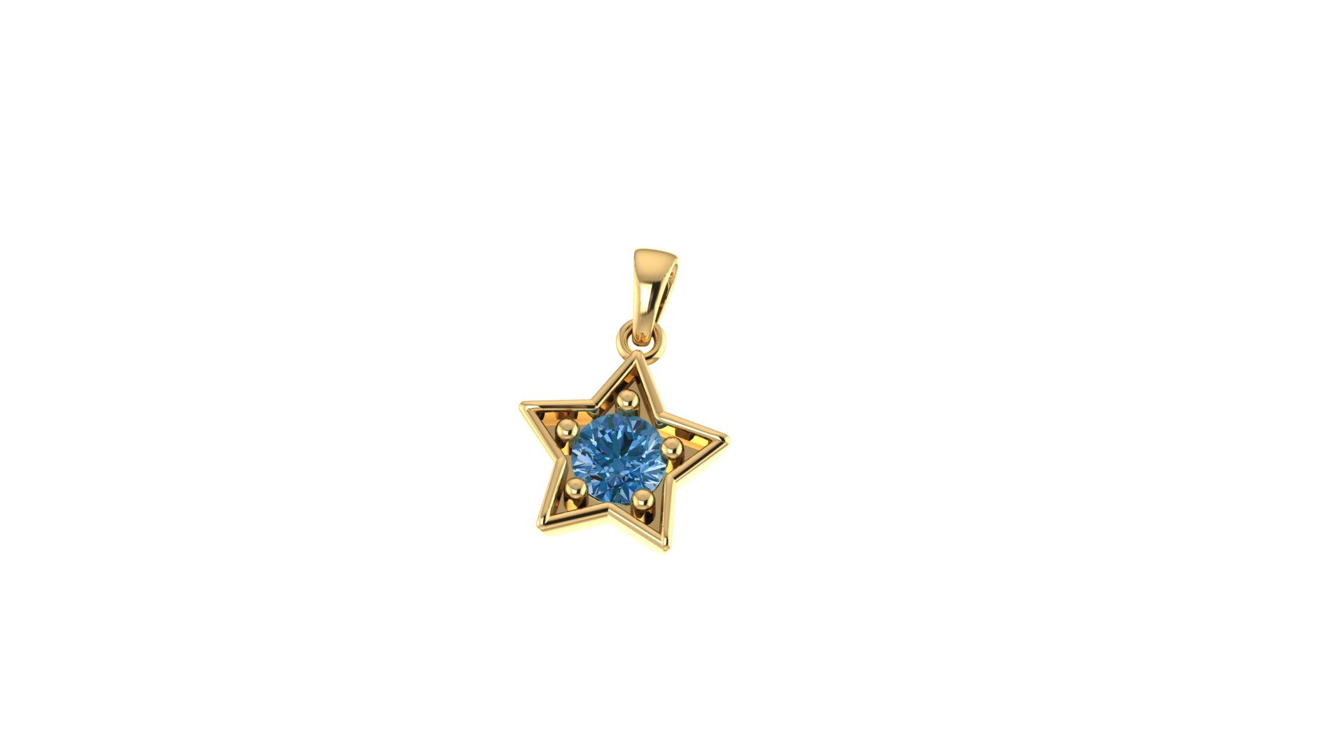 Openwork Star Frame Pendant with Round Stone — view 4
