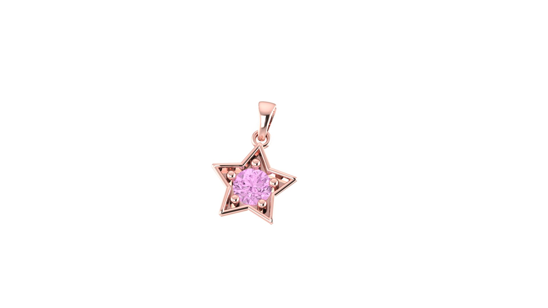 Openwork Star Frame Pendant with Round Stone — view 8
