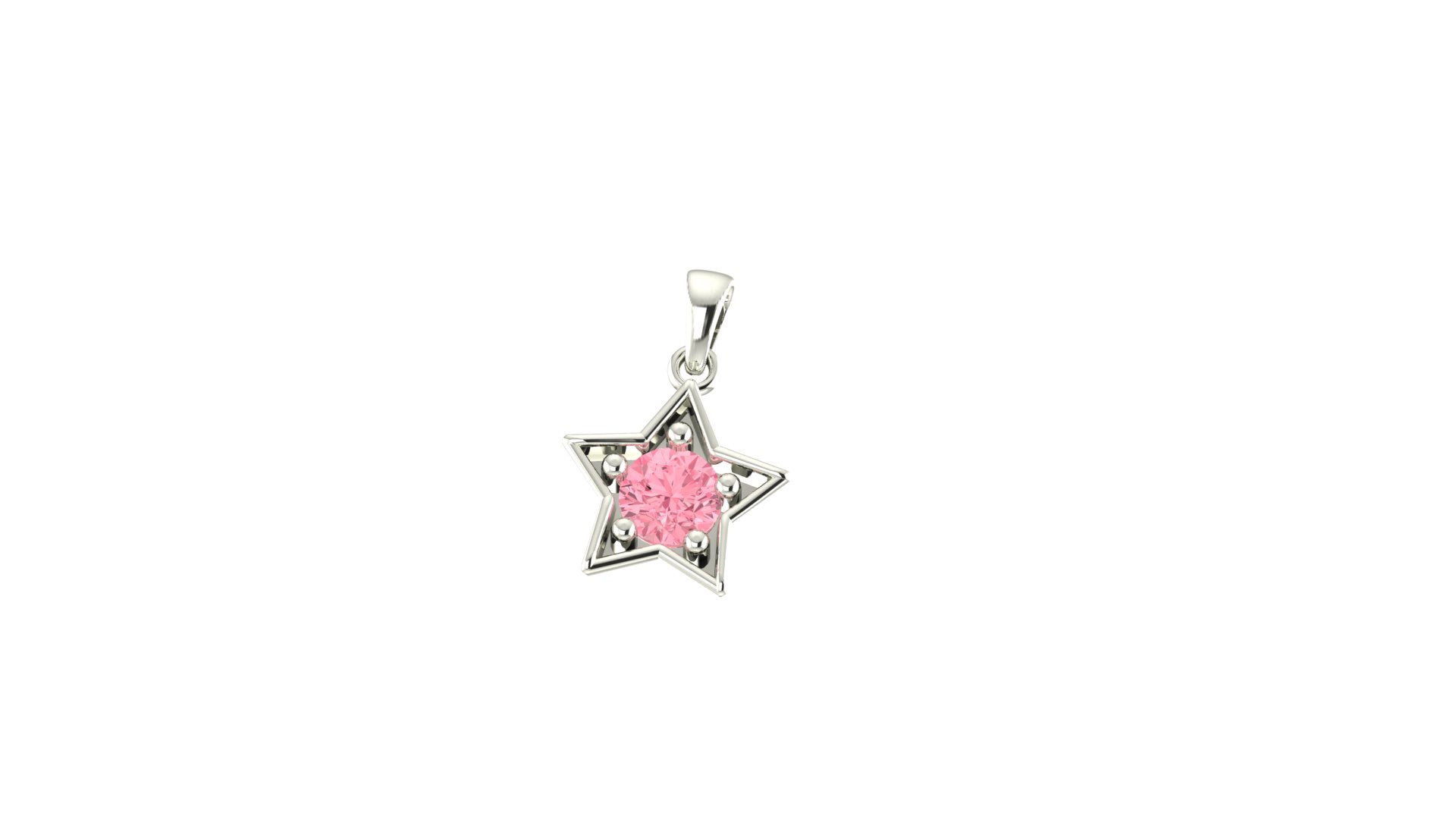 Openwork Star Frame Pendant with Round Stone