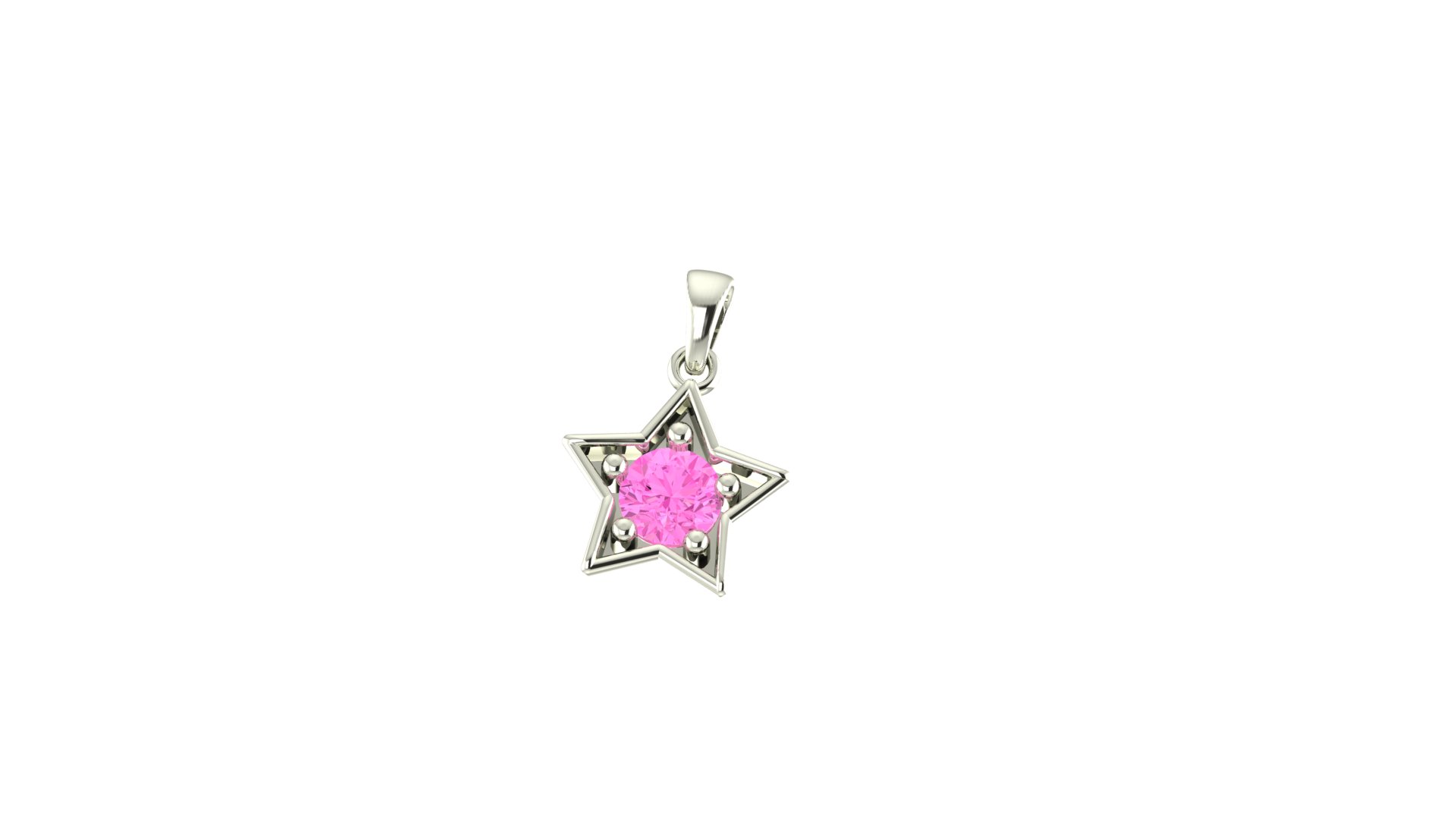 Openwork Star Frame Pendant with Round Stone — view 5