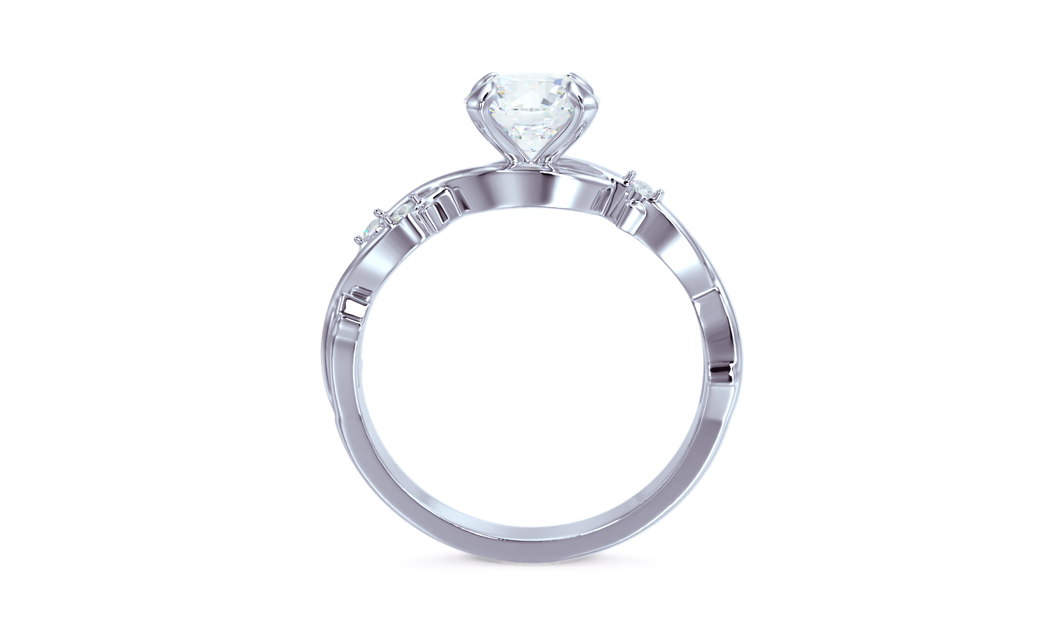 gold leaf engagement ring with 1Ct round diamond — view 6