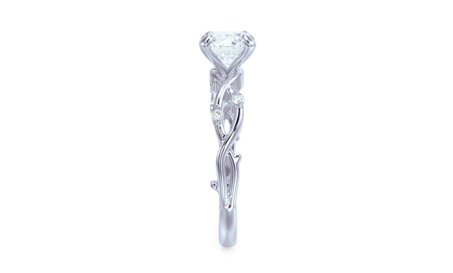 gold leaf engagement ring with 1Ct round diamond — view 7