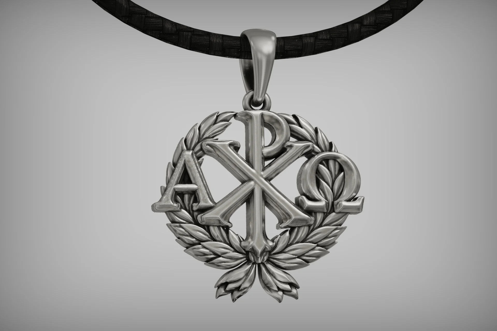 Christian Alpha Omega Chi Rho Pendant — view 3