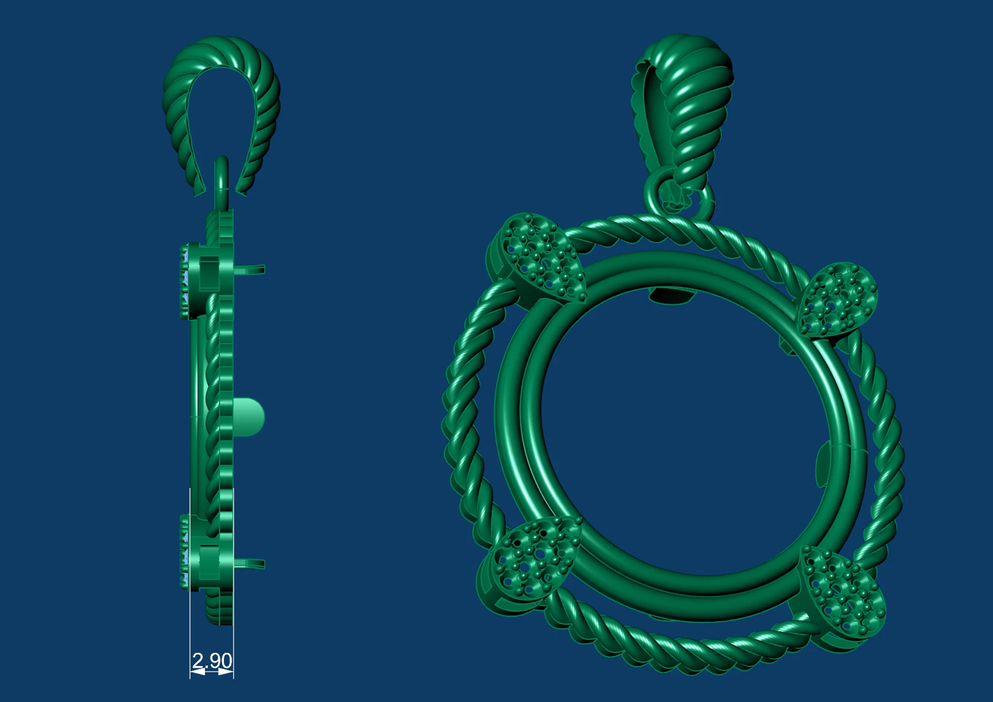 Coin Pendant Bezel Necklace 3D Print — view 7