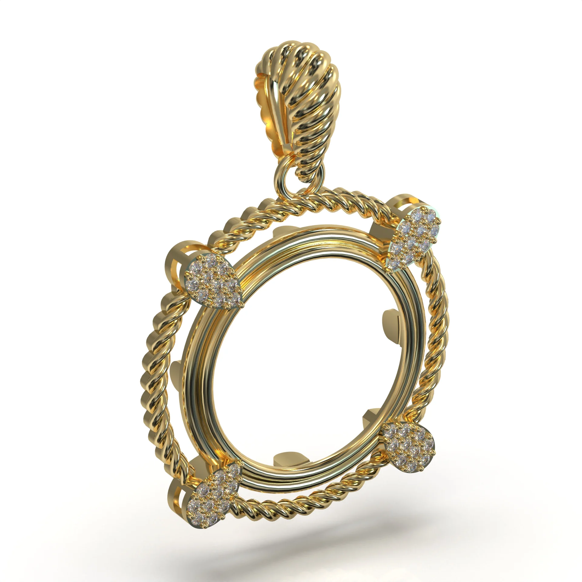 Coin Pendant Bezel Necklace 3D Print — view 2
