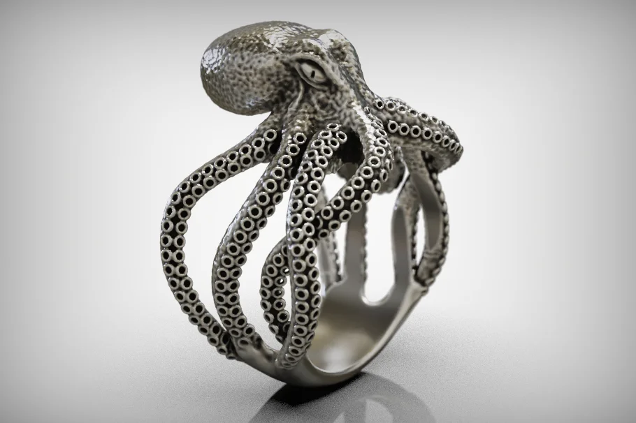 Octopus Tentacle Shank Ring — view 2