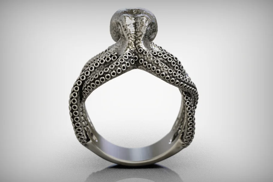 Octopus Tentacle Shank Ring — view 4