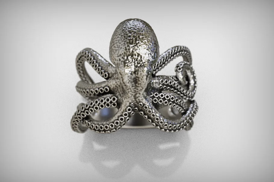 Octopus Tentacle Shank Ring — view 3