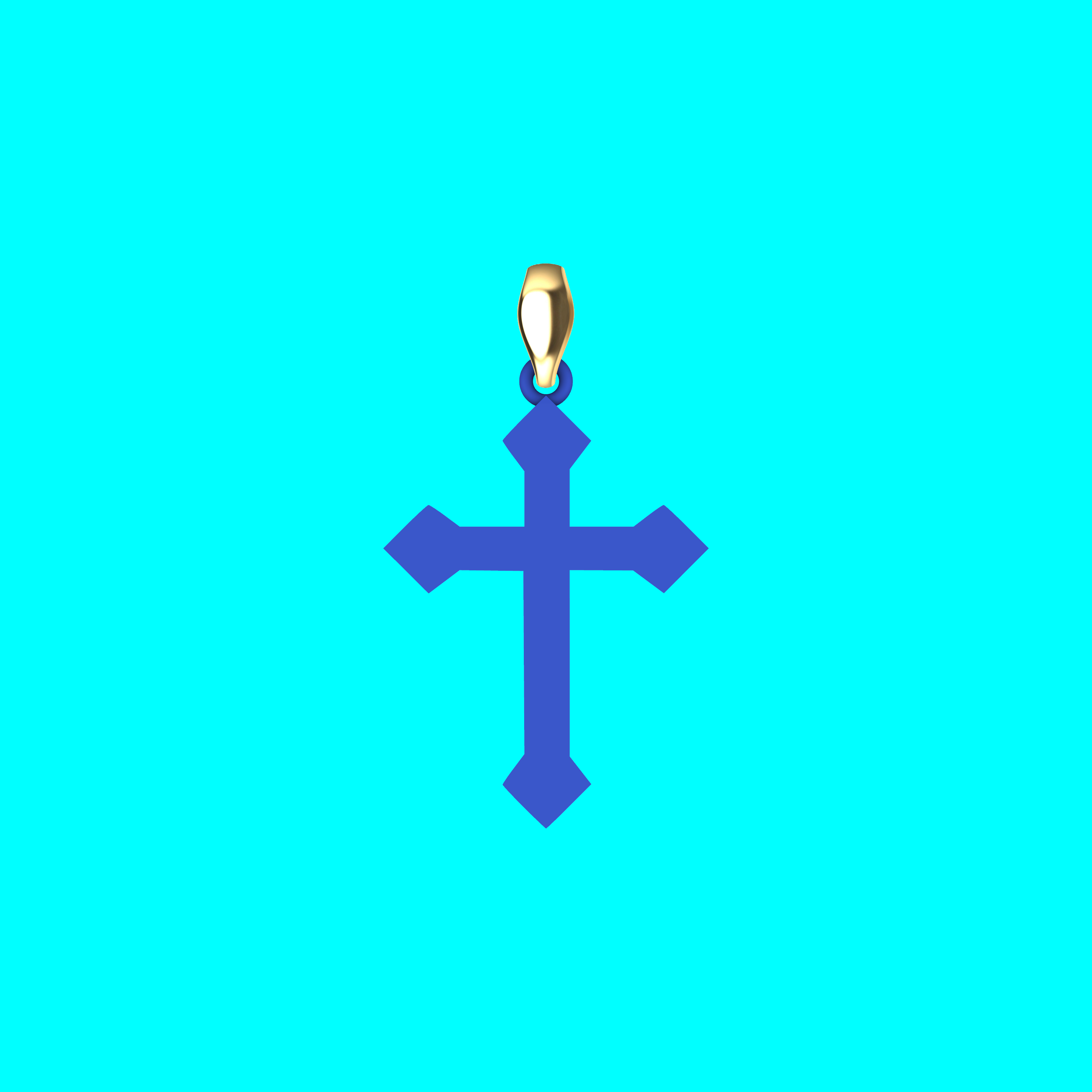Cross Pendant with Stepped Square Ends — view 5