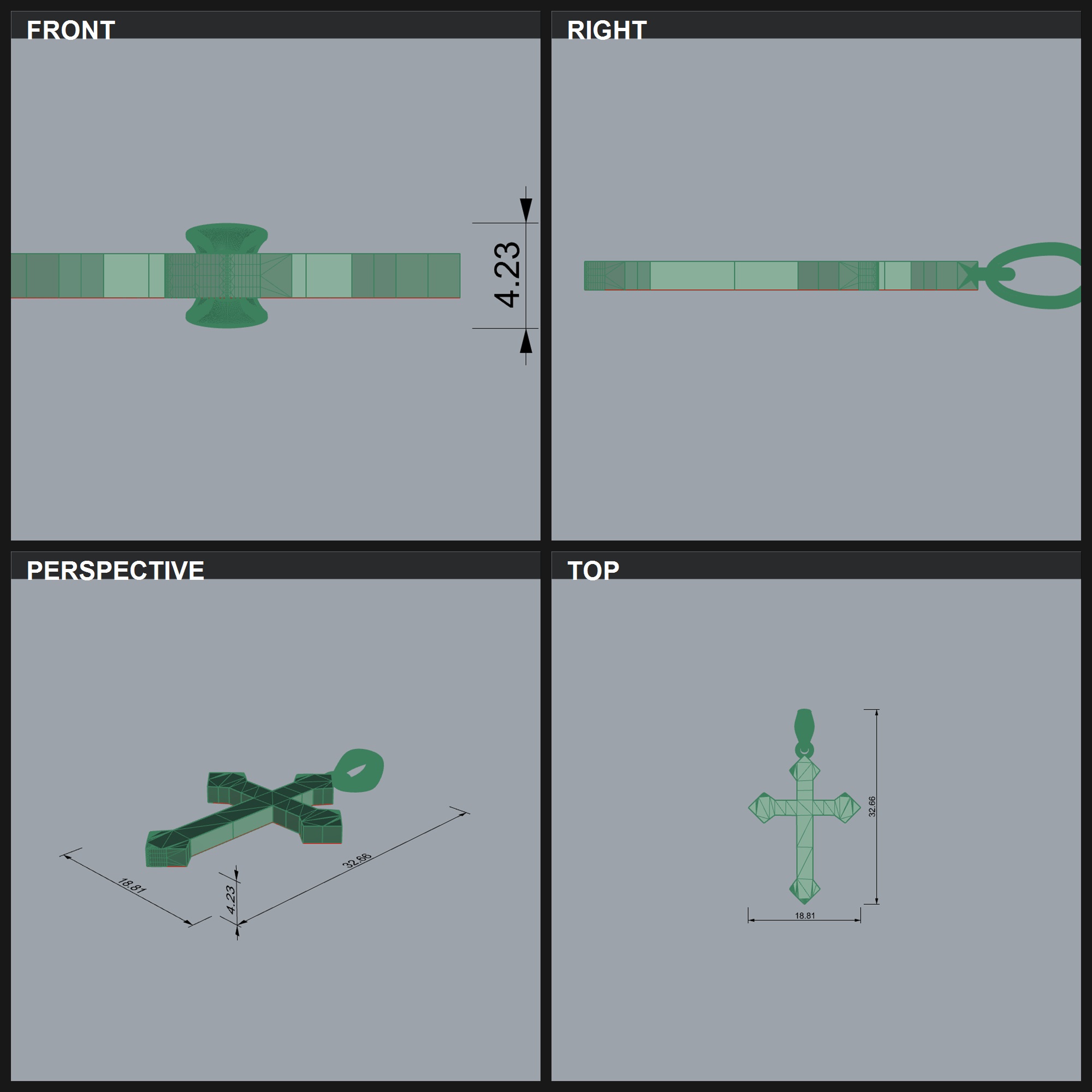 Cross Pendant with Stepped Square Ends — view 6