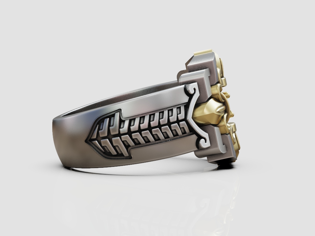 Gothic Fleur de Lis Ring with Center Stone — view 6