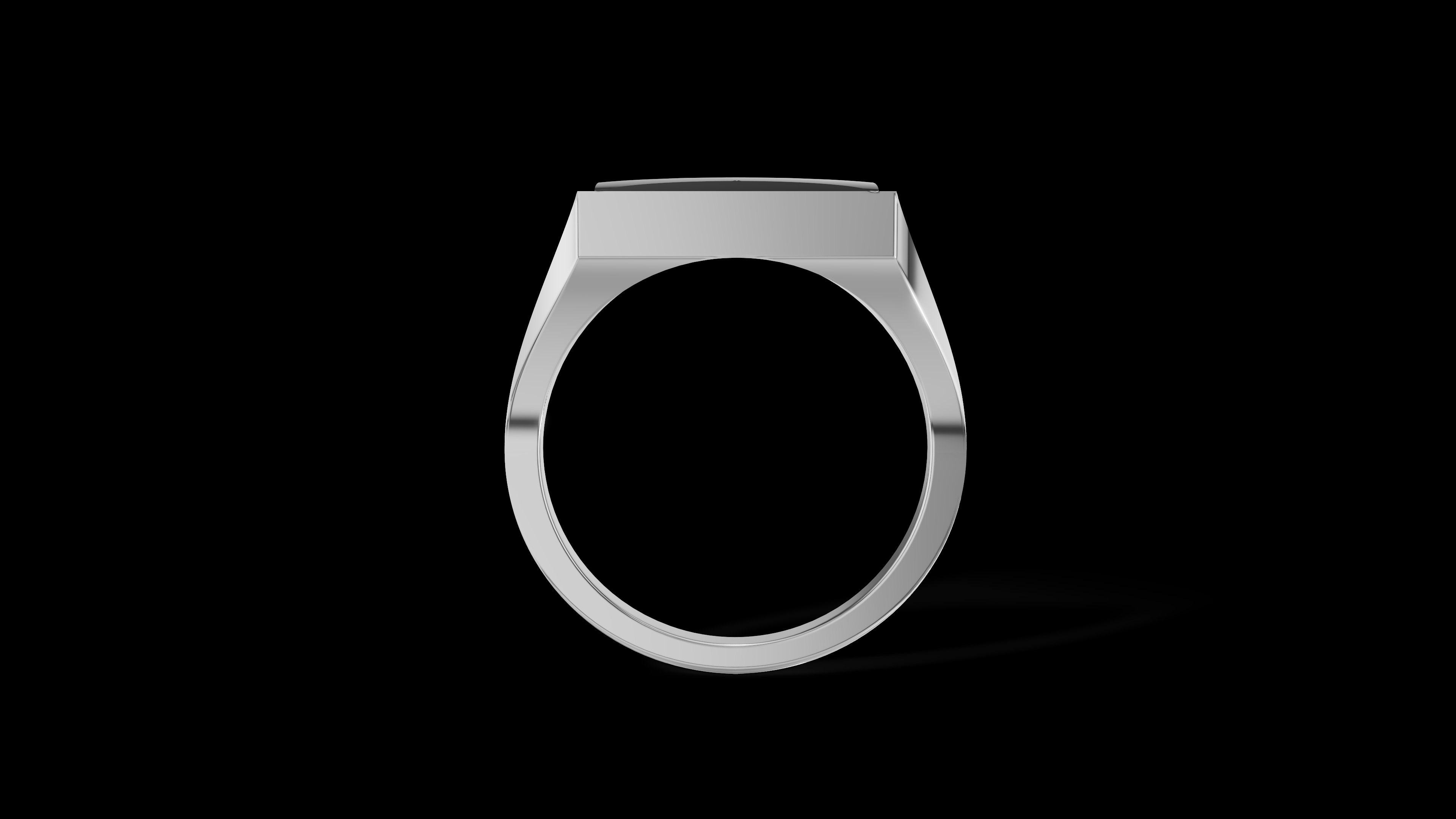 Rectangular Silver Signet Ring with Gemstone — view 6