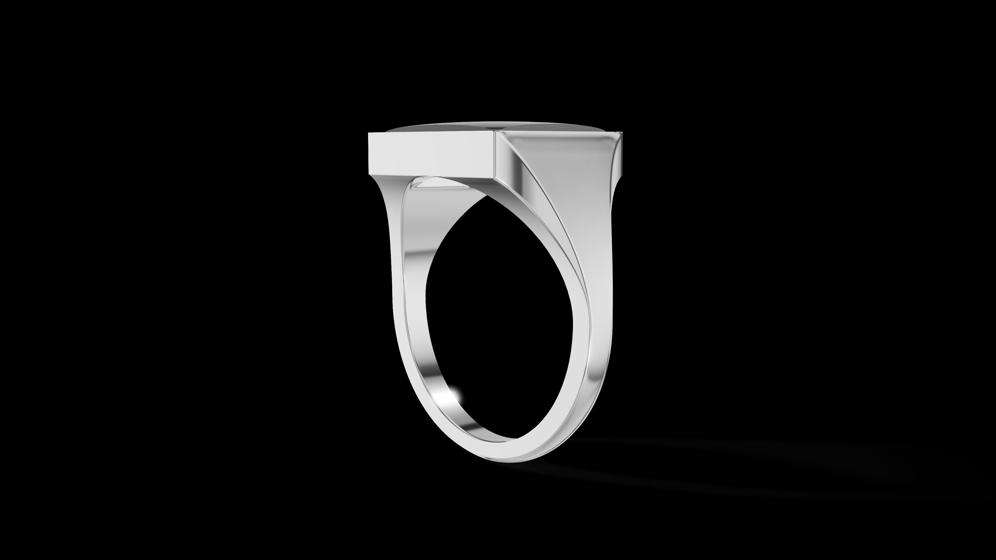 Rectangular Silver Signet Ring with Gemstone — view 8