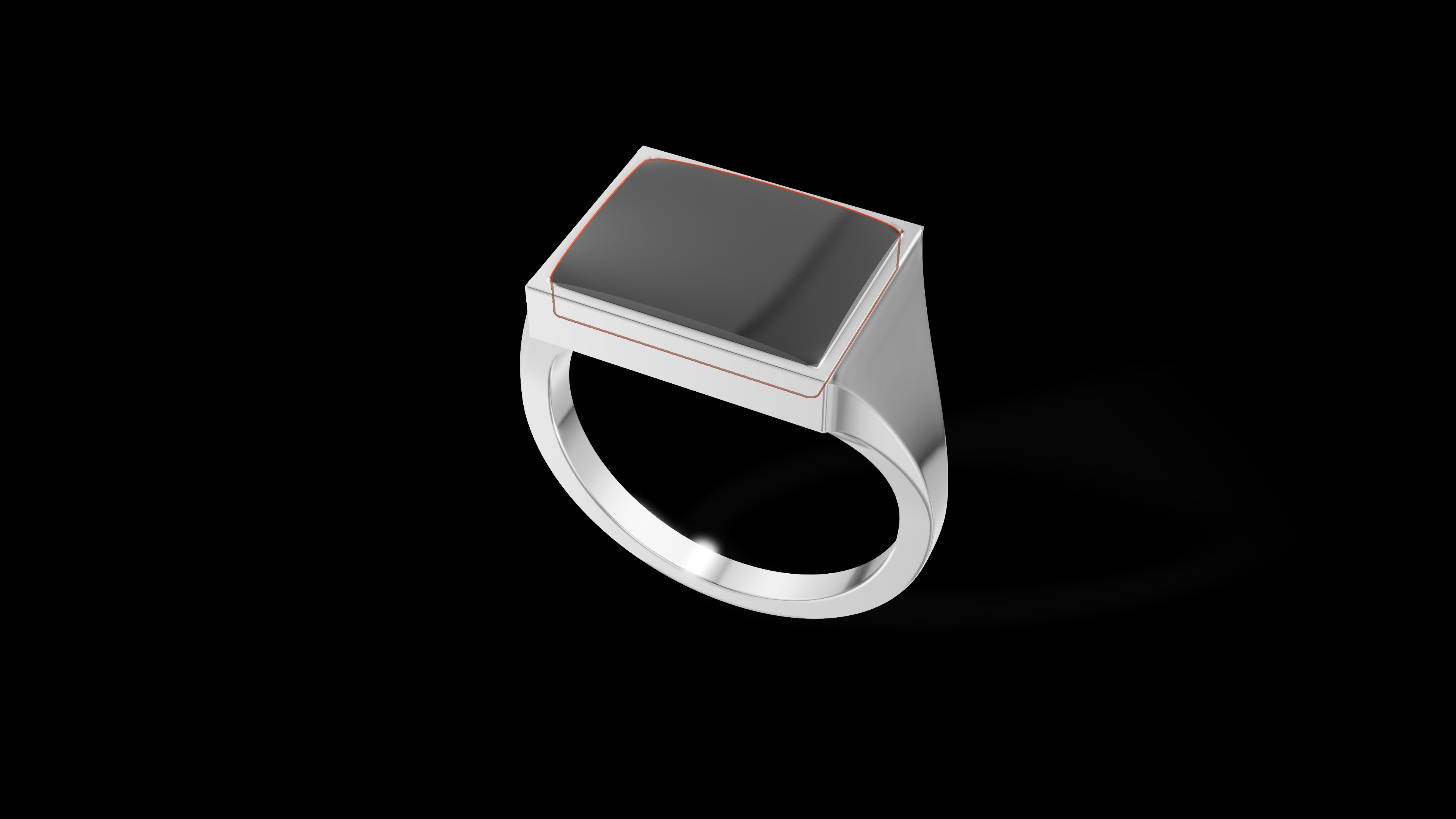 Rectangular Silver Signet Ring with Gemstone — view 5