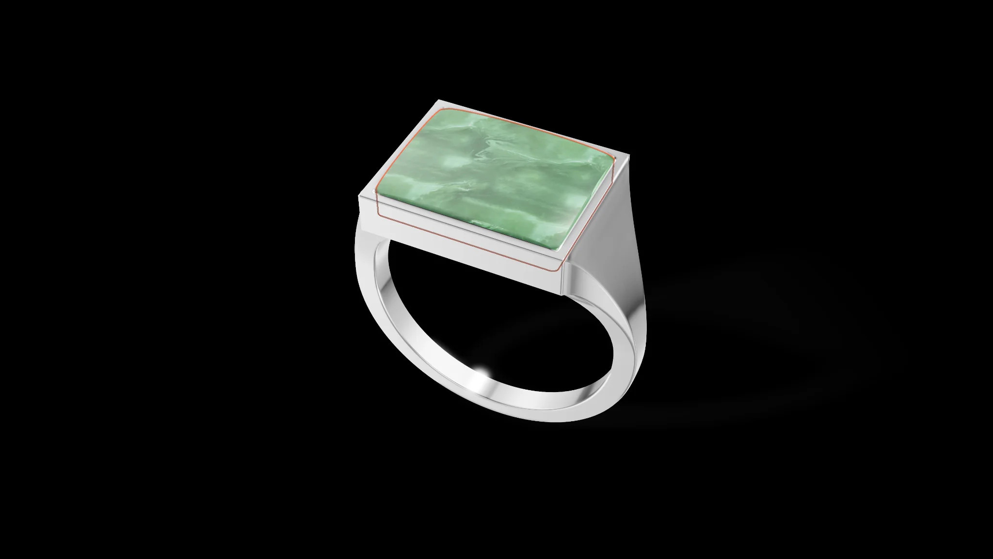 Rectangular Silver Signet Ring with Gemstone — view 3