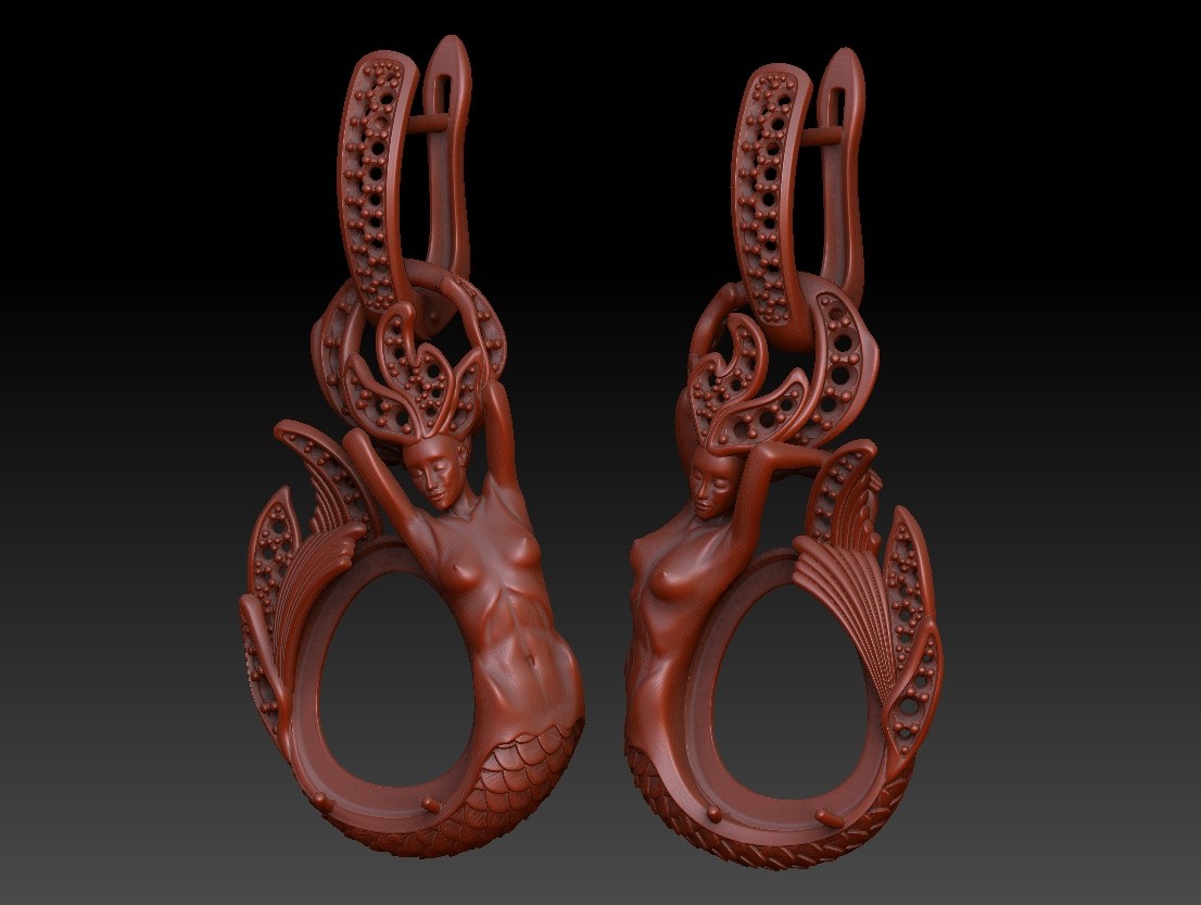 Atlantis Mermaid Fantasy Sea Siren Diamond Earrings — view 8