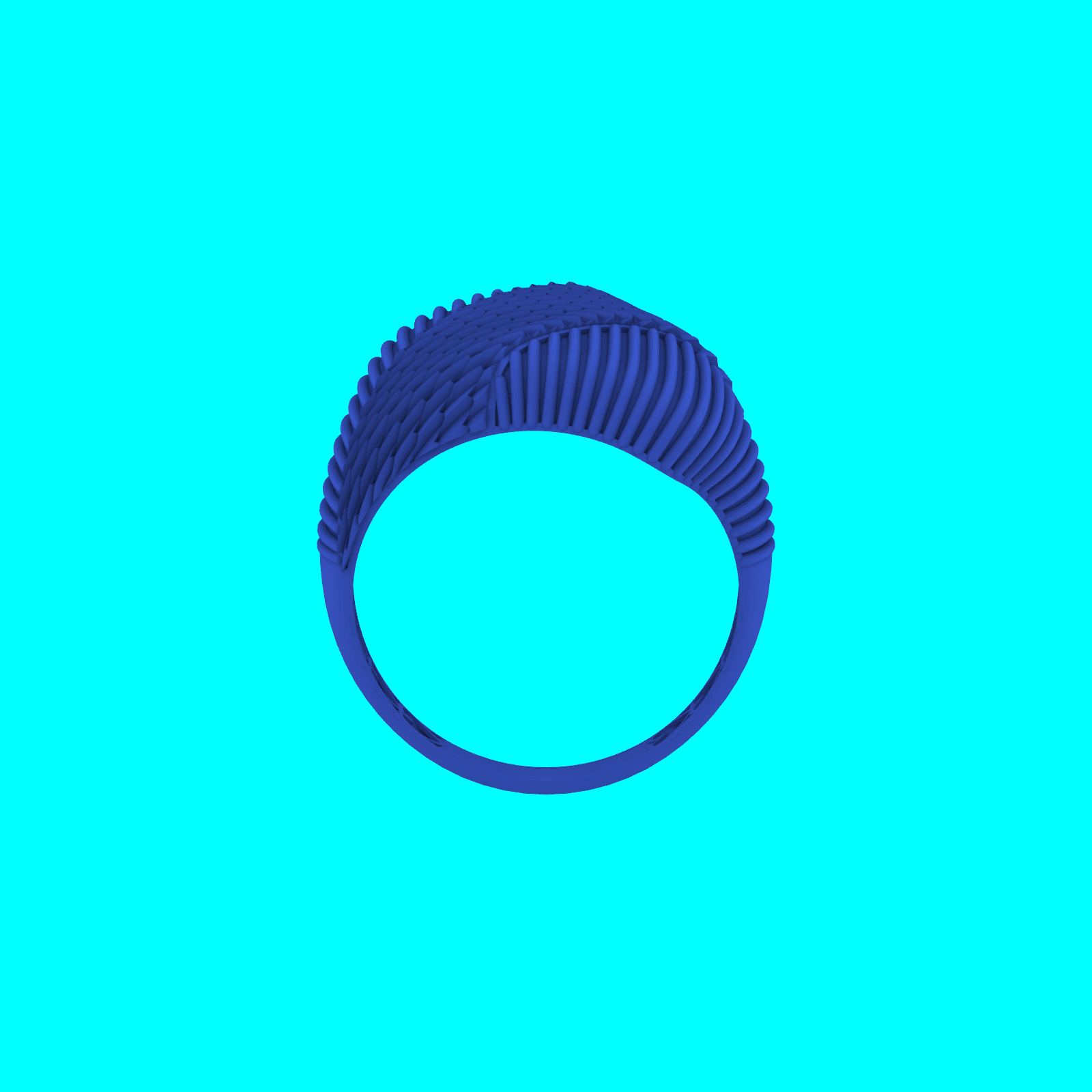 Wide Ribbed Dome Ring with Woven Center — view 3
