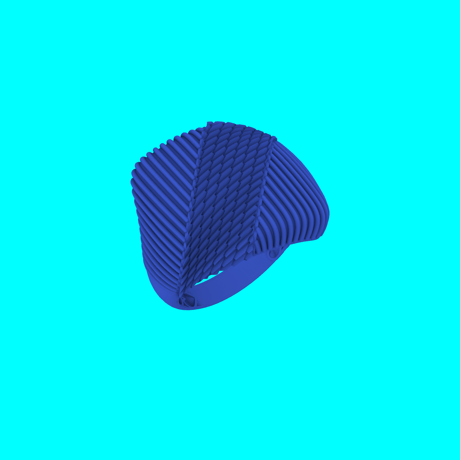 Wide Ribbed Dome Ring with Woven Center