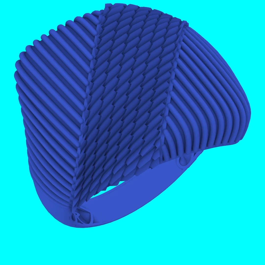 Wide Ribbed Dome Ring with Woven Center — view 2