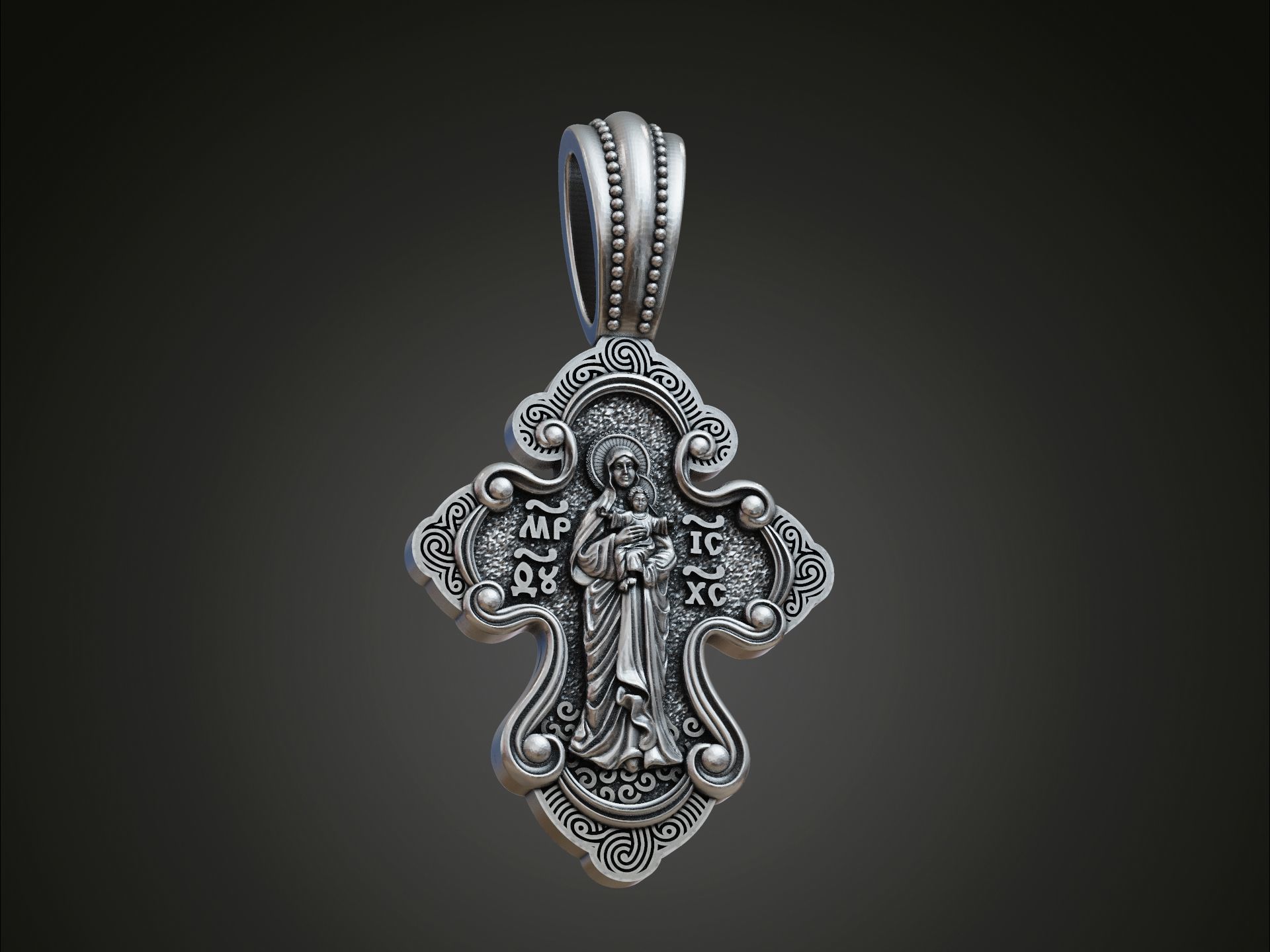 Ornate Two-Sided Orthodox Cross Pendant — view 3