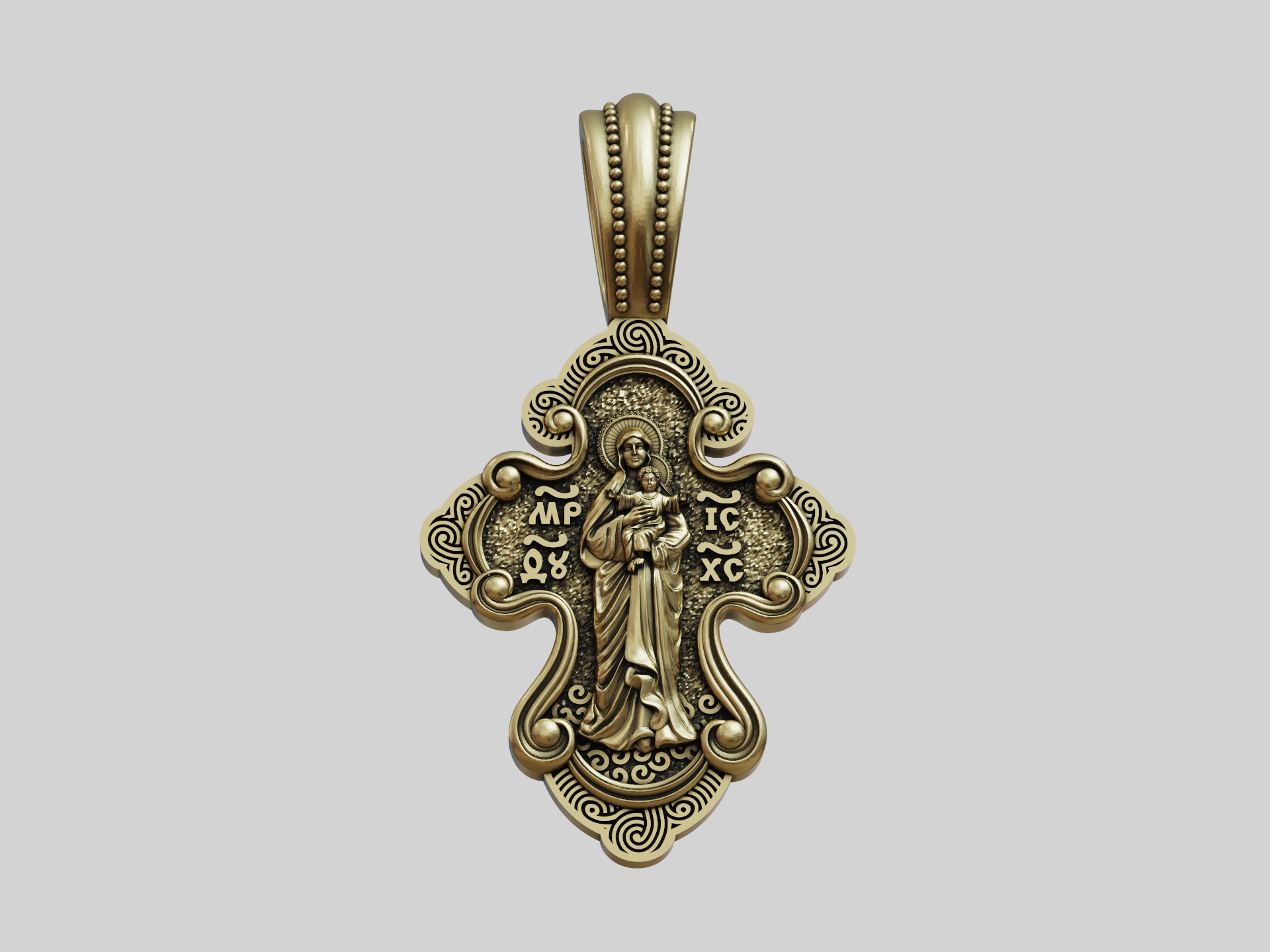 Ornate Two-Sided Orthodox Cross Pendant — view 4