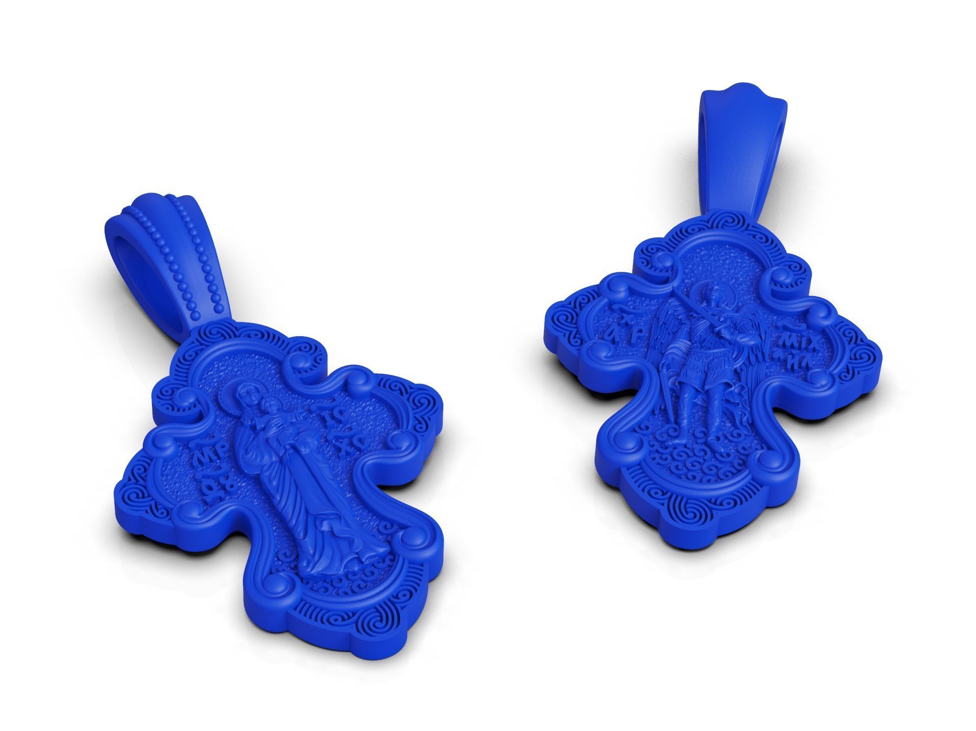 Ornate Two-Sided Orthodox Cross Pendant — view 7