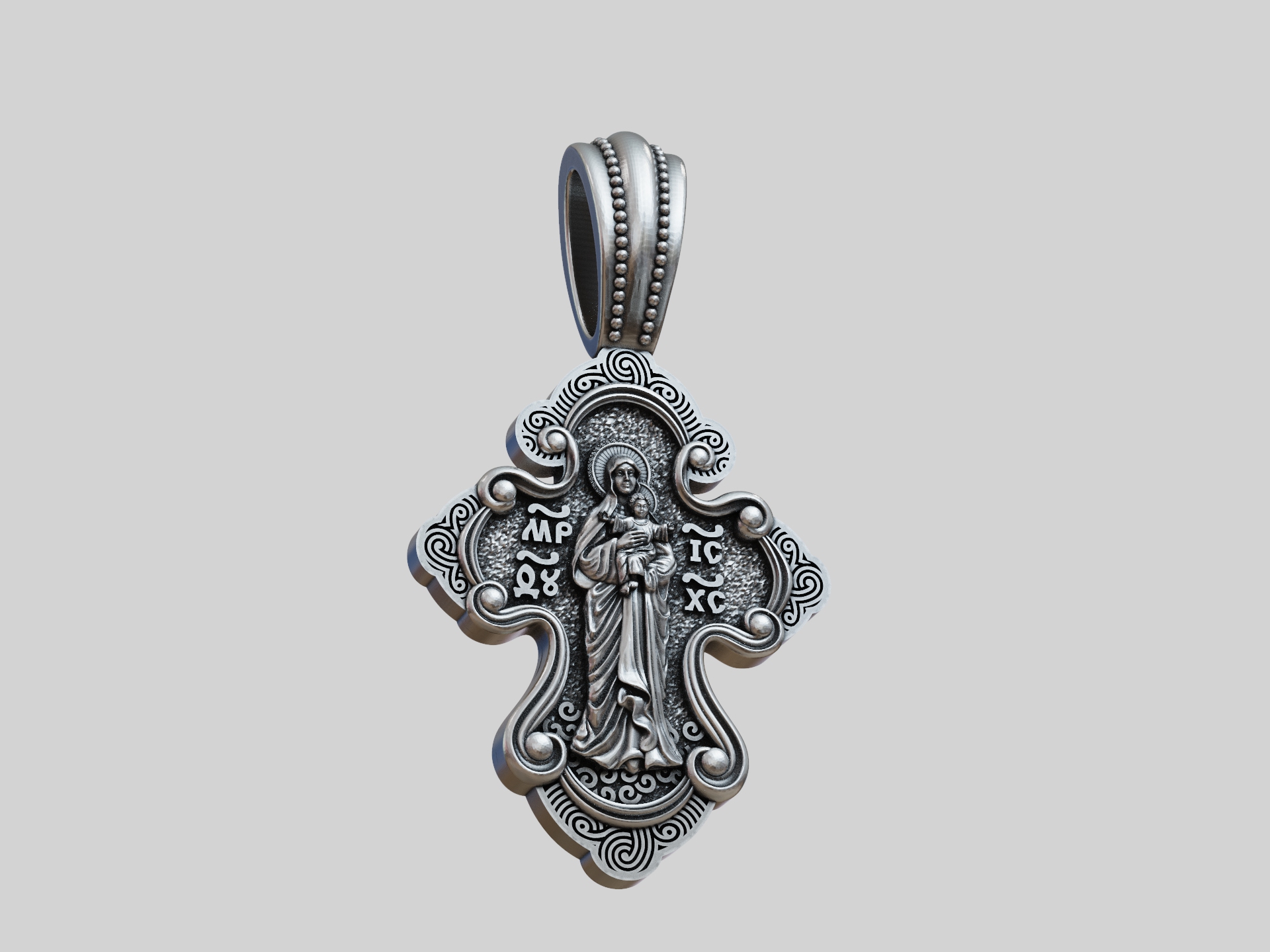 Ornate Two-Sided Orthodox Cross Pendant — view 5