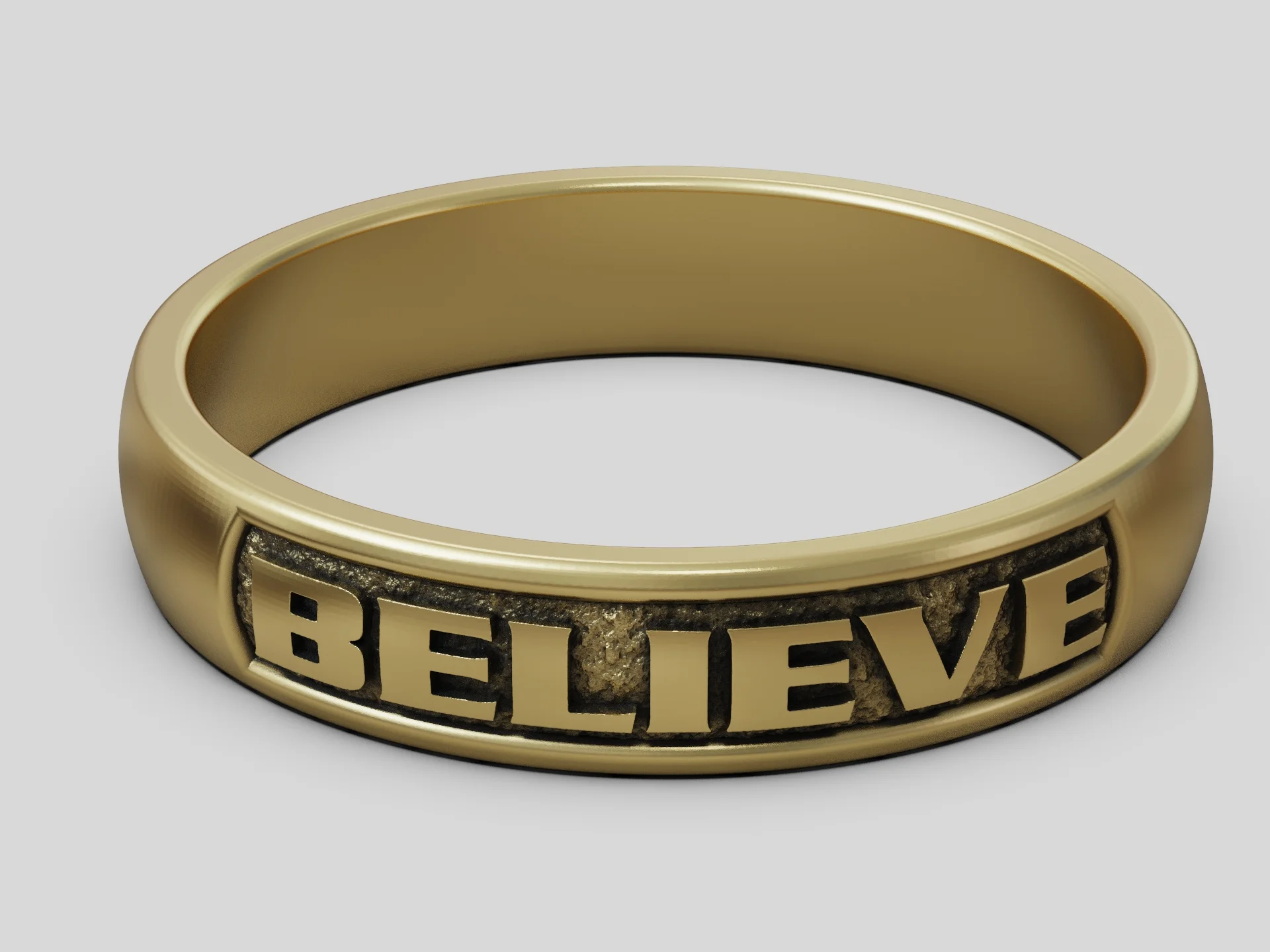 Minimalist 'Believe' Word Band Ring — view 4