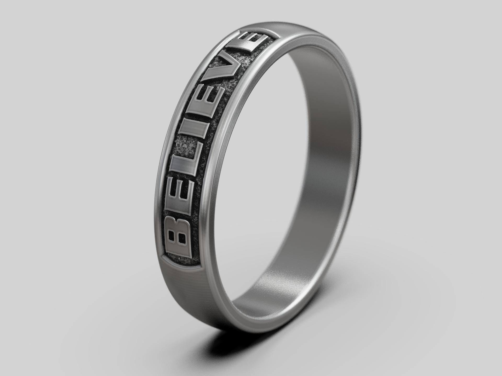 Minimalist 'Believe' Word Band Ring