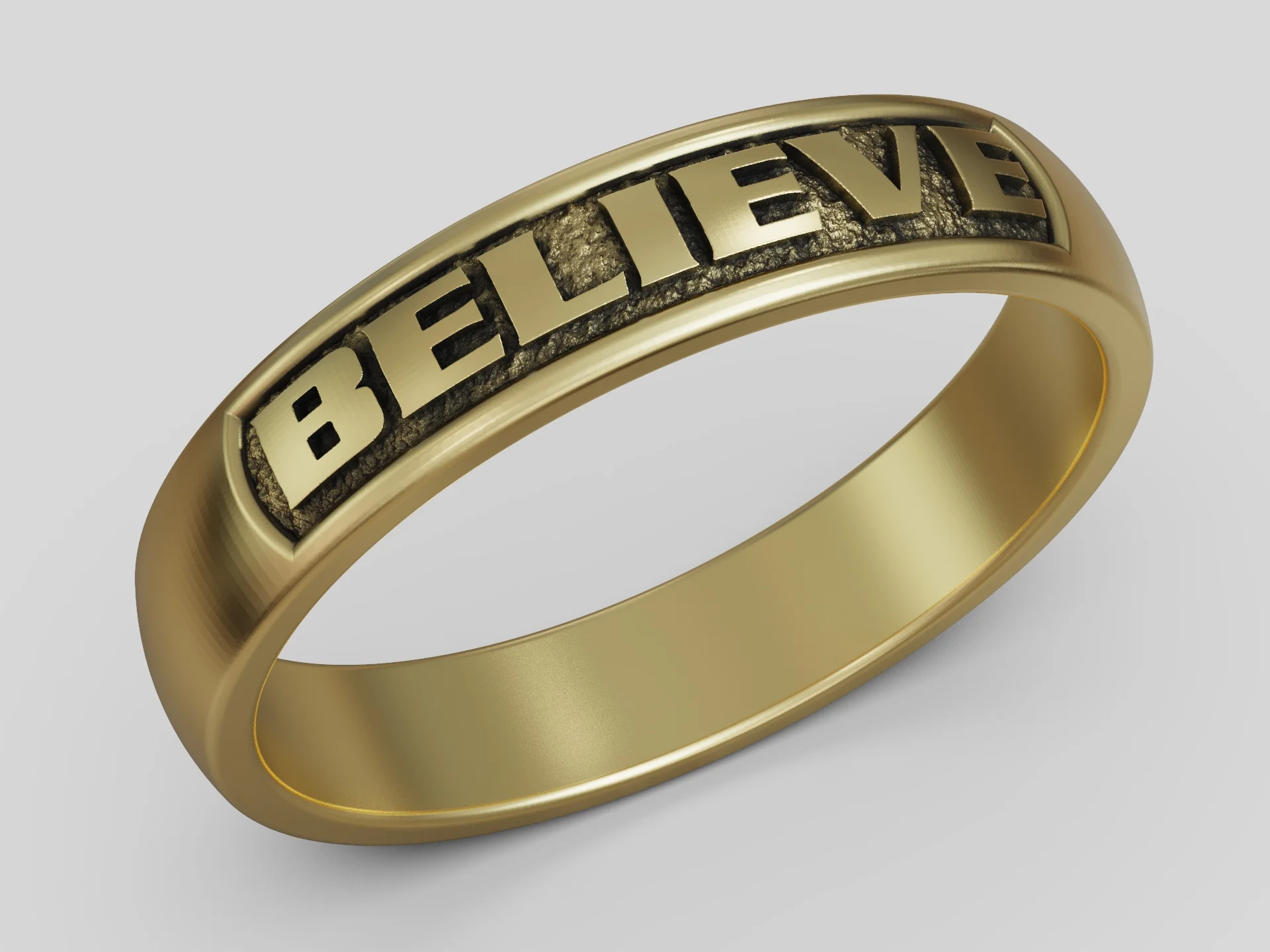 Minimalist 'Believe' Word Band Ring — view 6