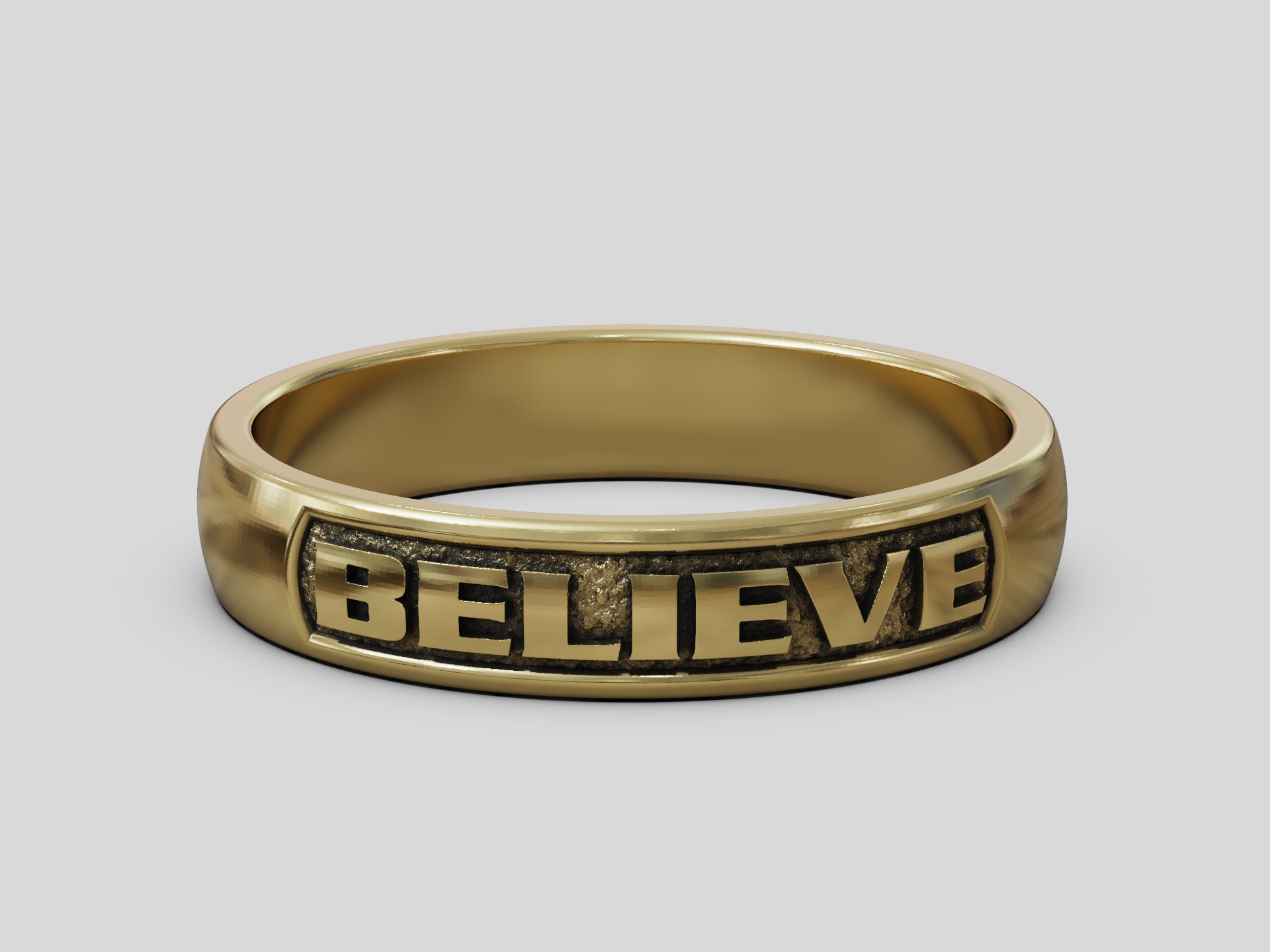 Minimalist 'Believe' Word Band Ring — view 3