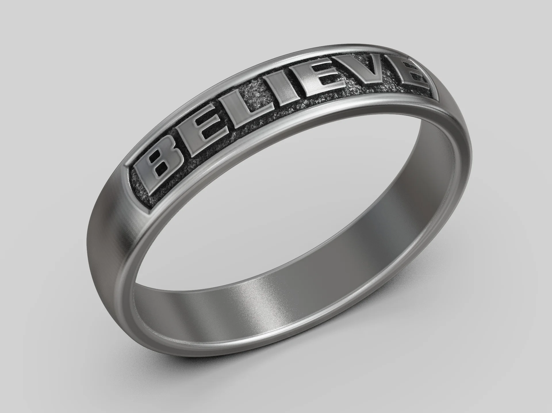 Minimalist 'Believe' Word Band Ring — view 2