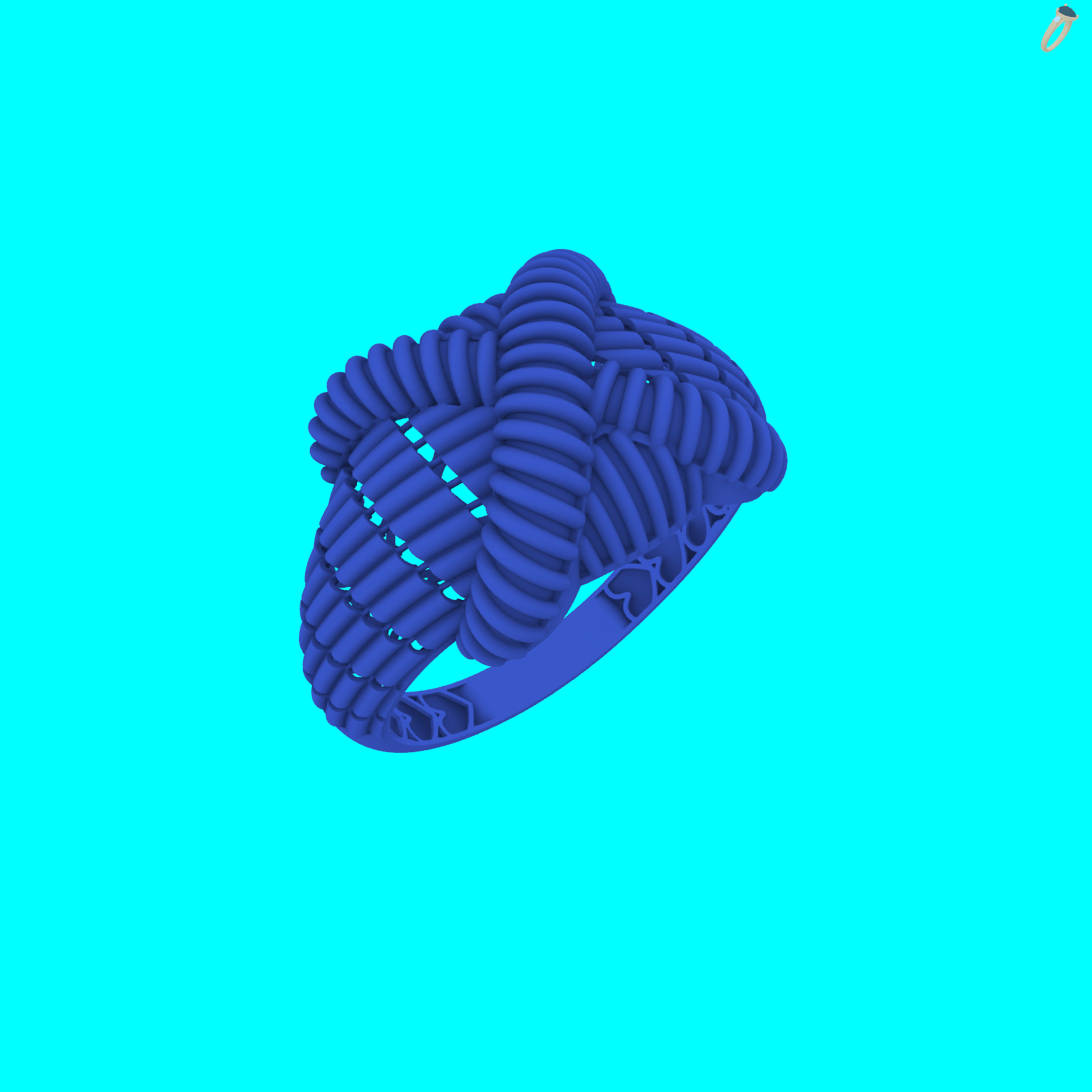 Ribbed Crossover Ring with Woven Shoulders