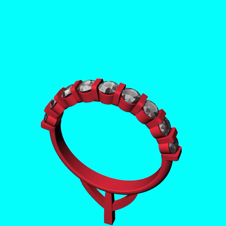 Nine-Stone Bar-Set Half-Eternity Ring — view 4