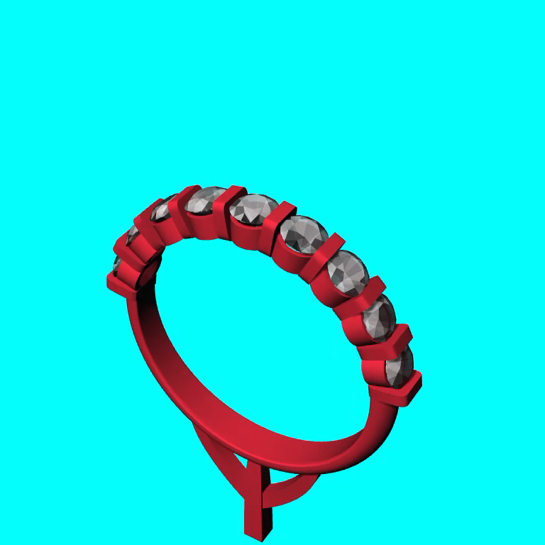 Nine-Stone Bar-Set Half-Eternity Ring — view 3