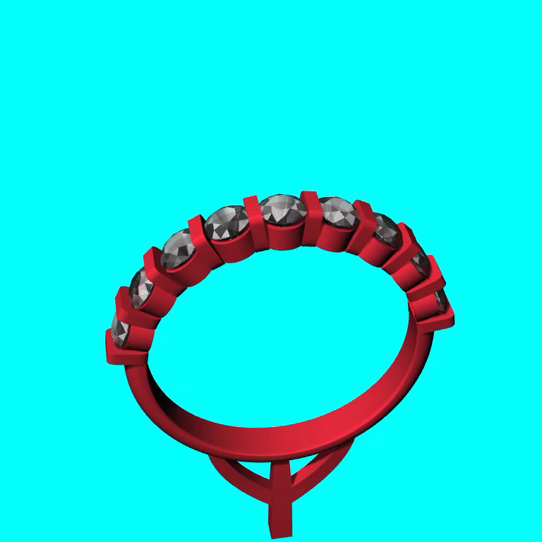 Nine-Stone Bar-Set Half-Eternity Ring — view 7